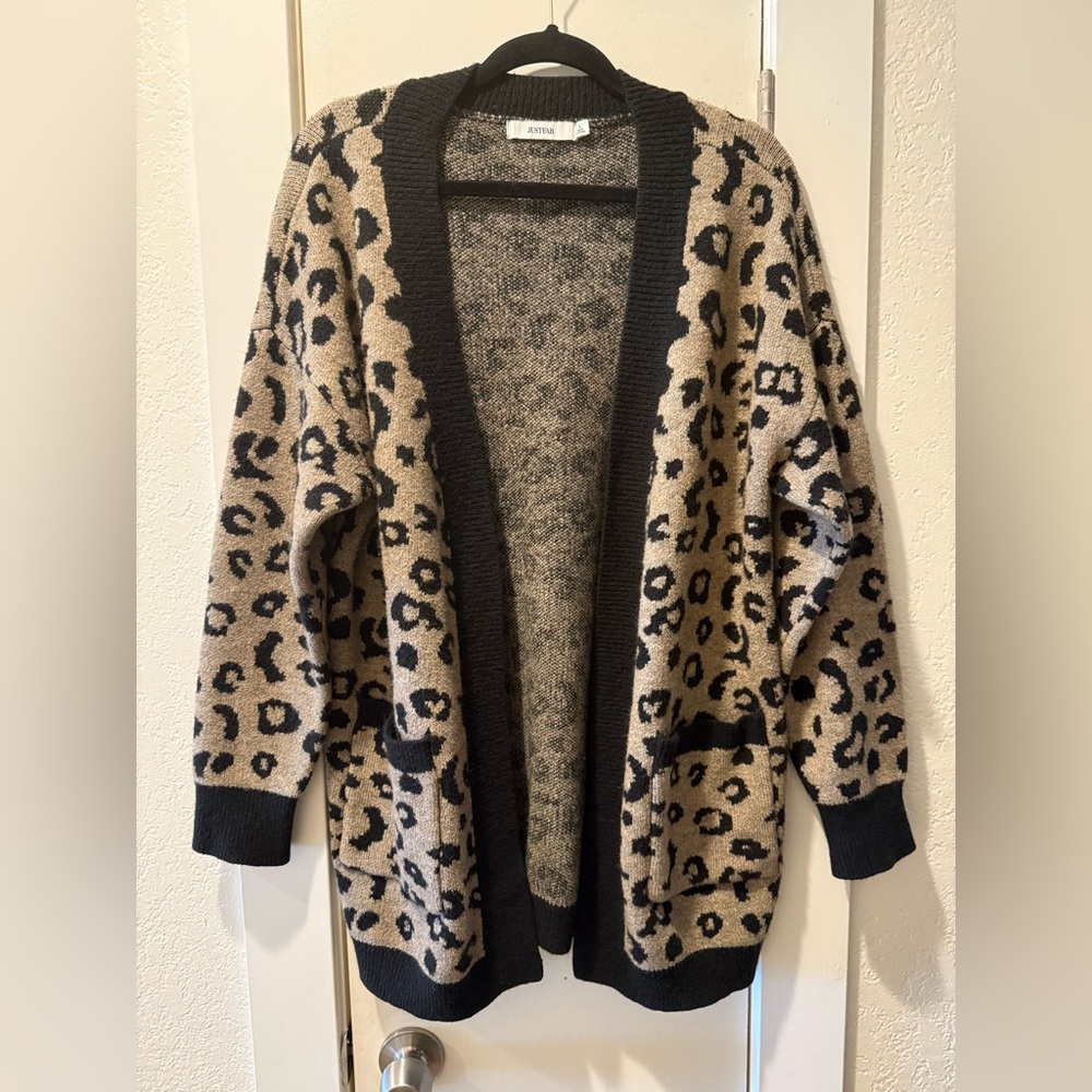 Leopard Print Open Front Cardigan